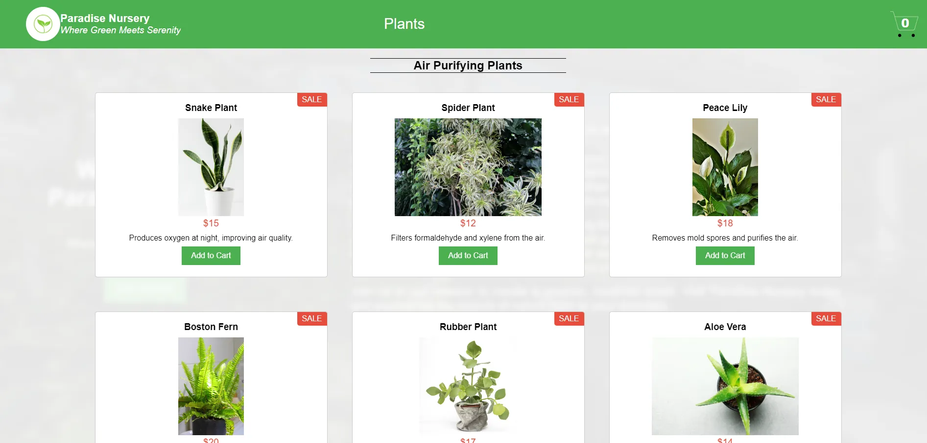 Panier d'Achat Paradise Nursery